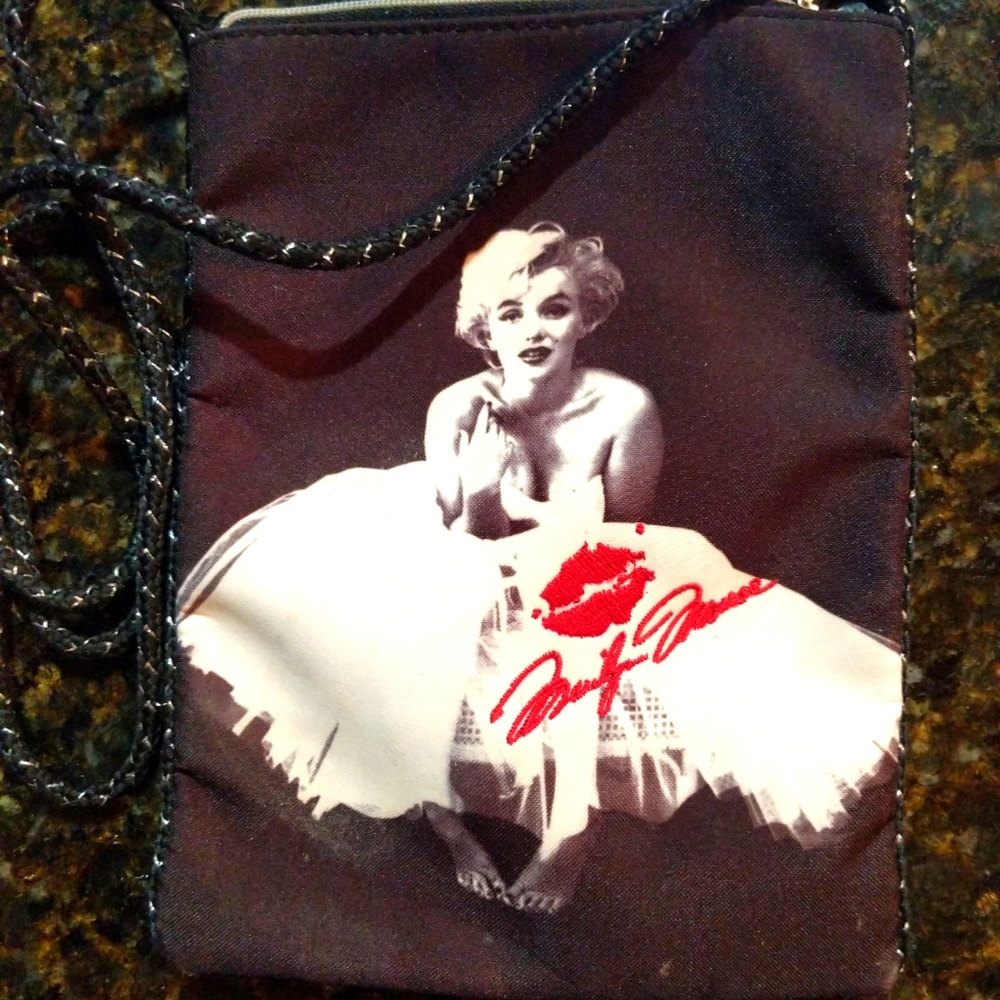 Ashley M Top Handle Graphic Black Purse Rockabilly Crossbody Purse Marilyn